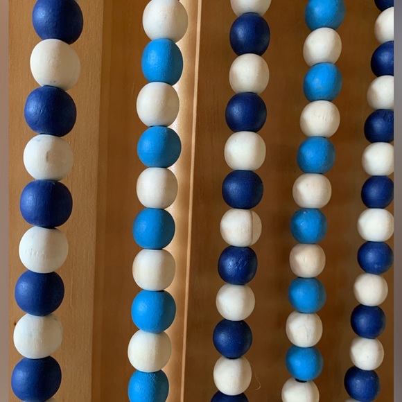 Blue & White Boho Wall Bead Hanging Decor - Picture 4 of 4